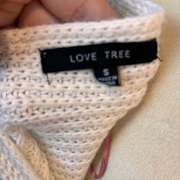 Love Tree Sweater Women's Purple White V-Neck Twist Cross Back Long sleeve - Picture 6 of 7